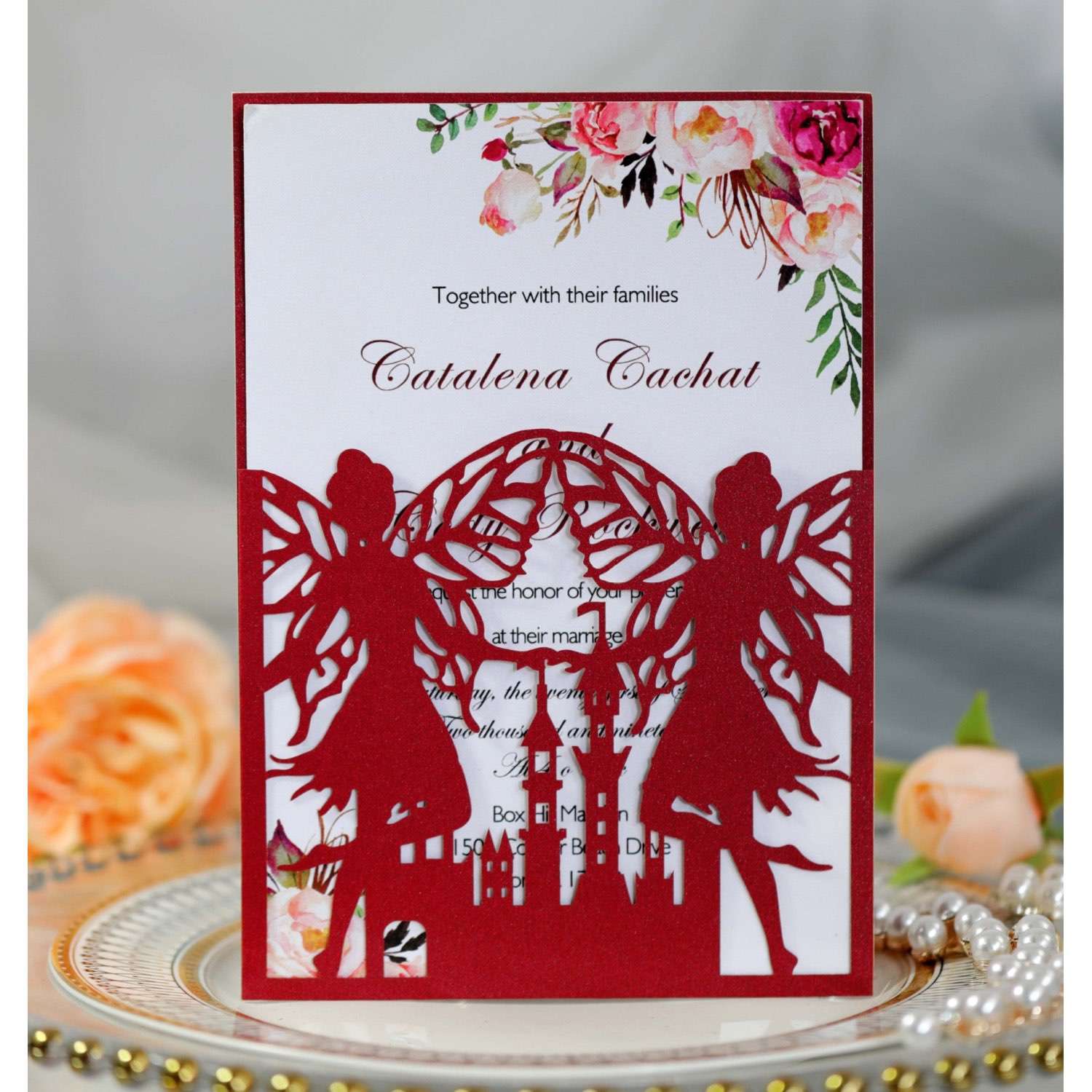 Party Invitation Card Butterfly Faery Holiday Greeting Card Laser Cut Iridescent Paper